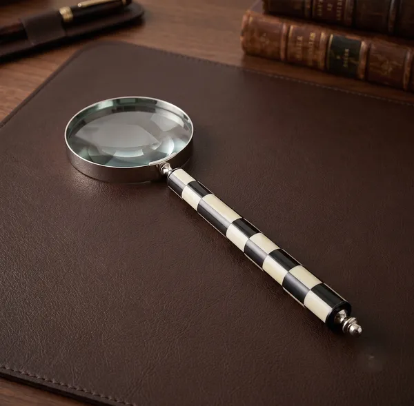 Brass_Bone_Vintage_Silver_Checkerboard_Handle_Handheld_Magnifying_Glass