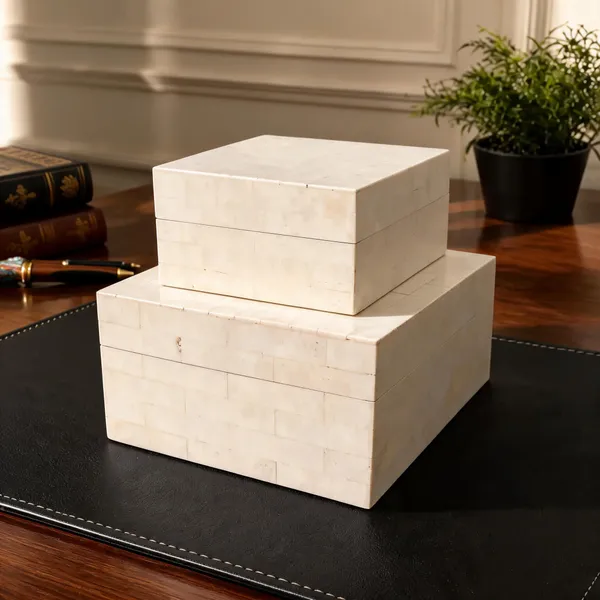 Mdf_&_Resin_Decorative_Square_Storage_Box_Set_Of_2