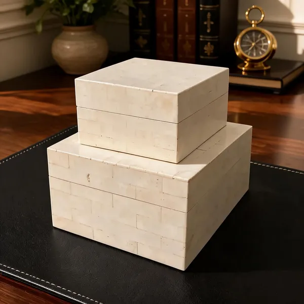 Mdf_&_Resin_Decorative_Square_Storage_Box_Set_Of_2