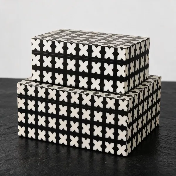 Mdf_Resin_Geometric_Monochrome_Rectangular_Storage_Box_Set_Of_2