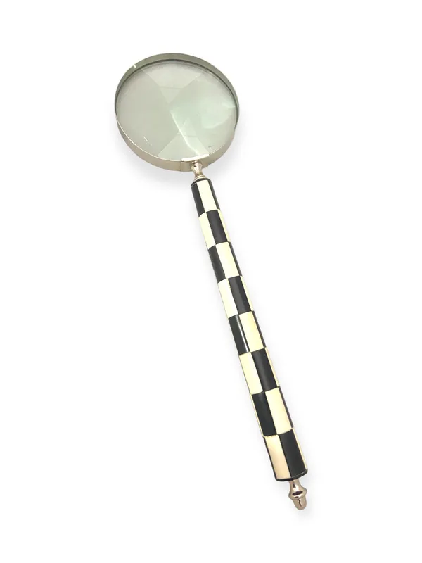 Brass_Bone_Vintage_Silver_Checkerboard_Handle_Handheld_Magnifying_Glass