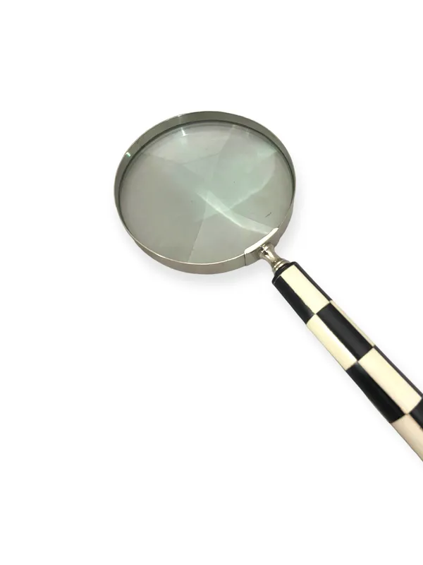 Brass_Bone_Vintage_Silver_Checkerboard_Handle_Handheld_Magnifying_Glass