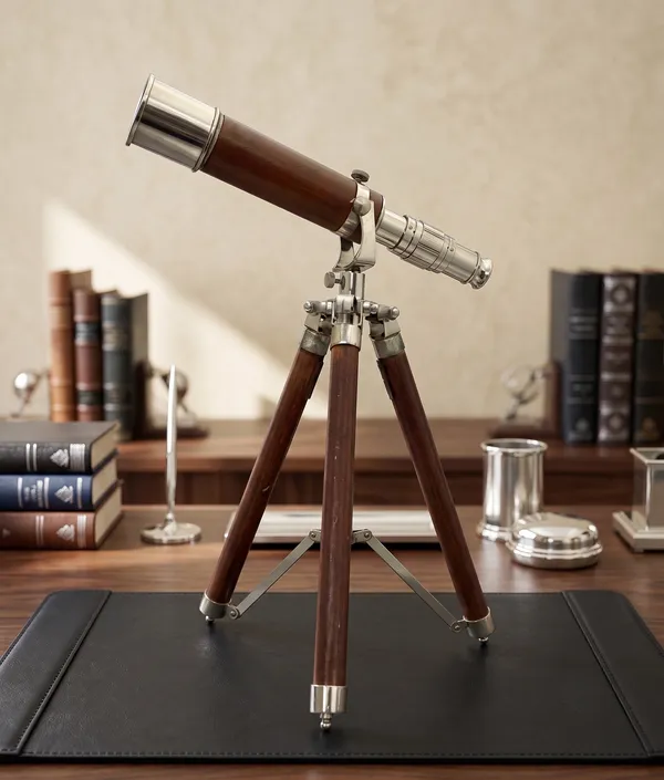 Wood_&_Brass_Nautical_Telescope_With_Tripod_Stand_10_In