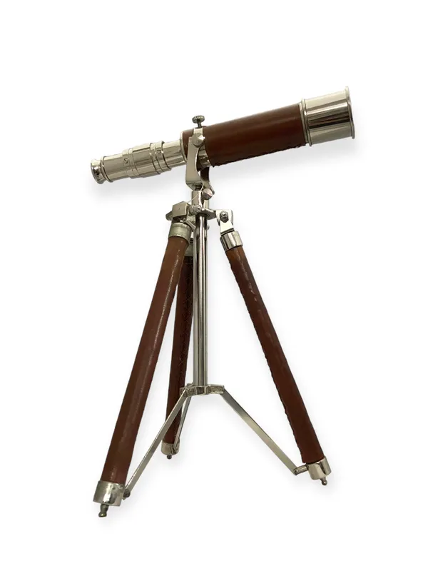 Wood_&_Brass_Nautical_Telescope_With_Tripod_Stand_10_In