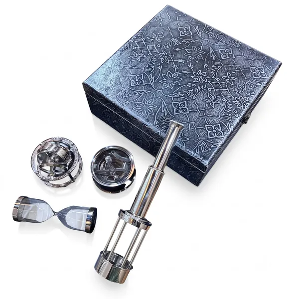 Brass_Mdf_Nautical_Antique_Gold_4_Piece_Compass_Gift_Set_With_Box