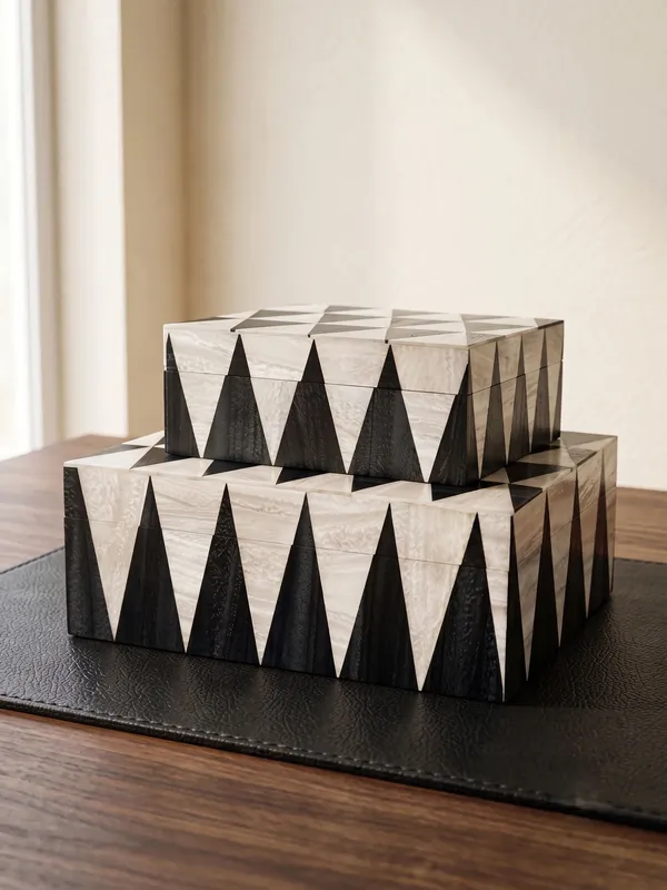 Mdf_&_Resin_Decorative_Square_Storage_Box_Set_Of_2