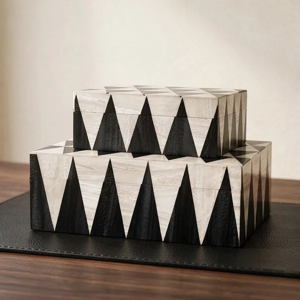 Mdf_&_Resin_Decorative_Square_Storage_Box_Set_Of_2