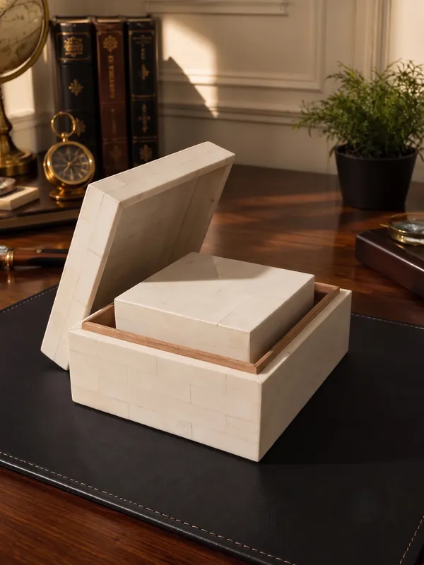 Mdf_&_Resin_Decorative_Square_Storage_Box_Set_Of_2