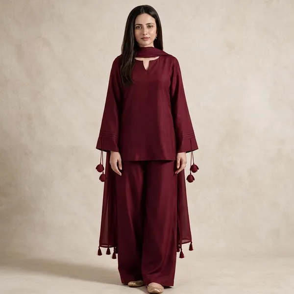Maroon_Rayon_Cotton_Straight_Kurta_Set_For_Women