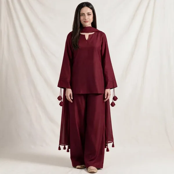 Maroon_Rayon_Cotton_Straight_Kurta_Set_For_Women