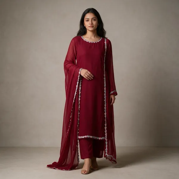 Red_Georgette_Floral_Border_Ethnic_Suit_Set_For_Women