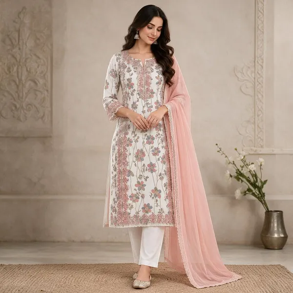 Cream_Cotton_Floral_Print_Straight_Kurta_For_Women