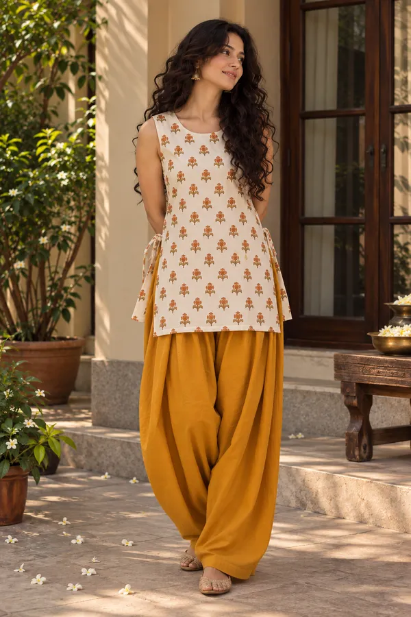 Chameli_White_Cotton_Printed_Sleeveless_Kurta_Set_For_Women