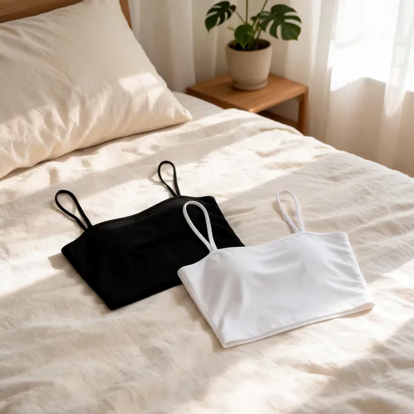 White_And_Black_Slim_Fit_Spaghetti_Strap_Crop_Top_for_Women