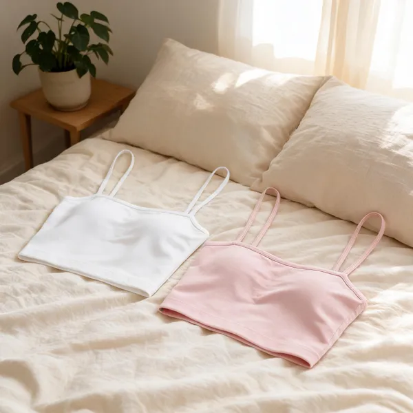 White_And_Pink_Spaghetti_Strap_Crop_Top_For_Women