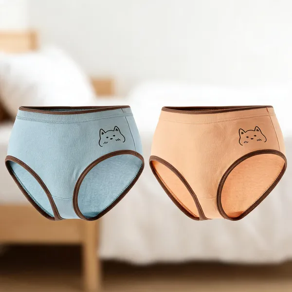 Blue_And_Peach_Cat_Print_Briefs_for_Women