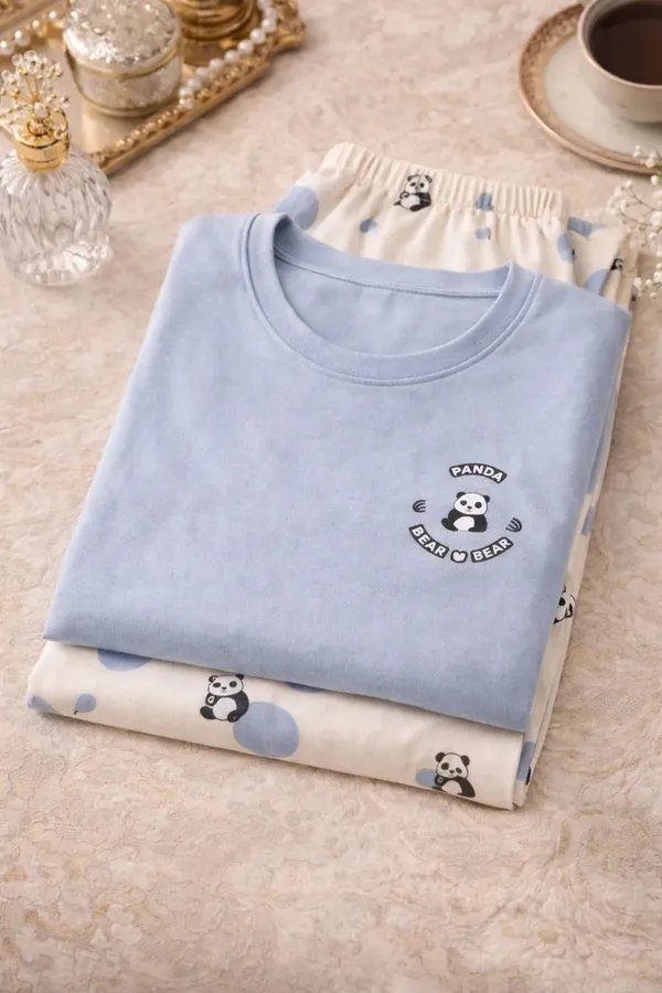 Blue_Printed_Short_Sleeve_Pajama_Set_for_Women
