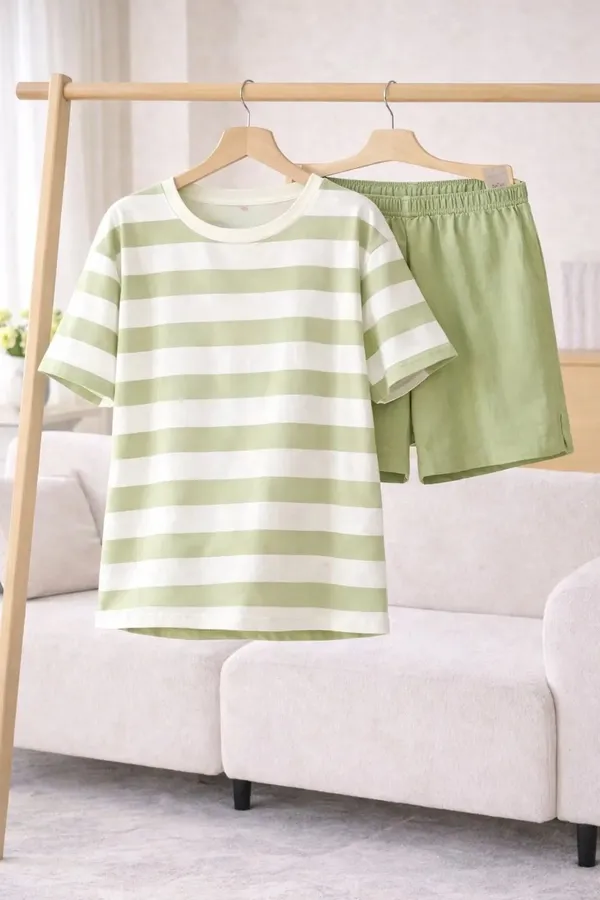 Green_Striped_Relaxed_Fit_Sleepwear_Set_for_Women