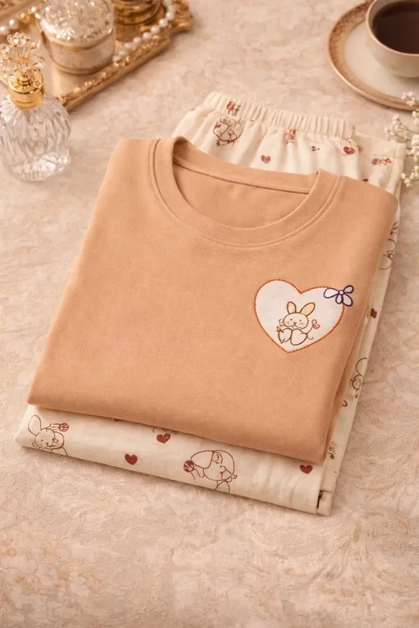 Peach_Printed_Regular_Fit_Sleepwear_Set_for_Women