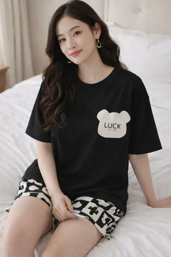 Black_Printed_Short_Sleeve_Sleepwear_Set_for_Women