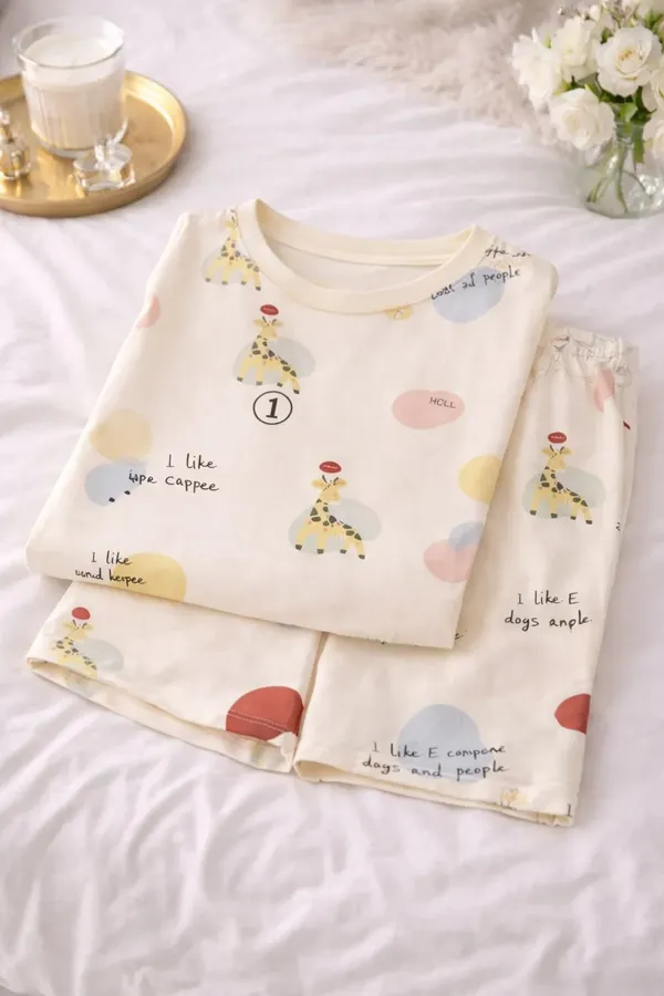 Cream_Printed_Relaxed_Fit_Sleepwear_Set_For_Women