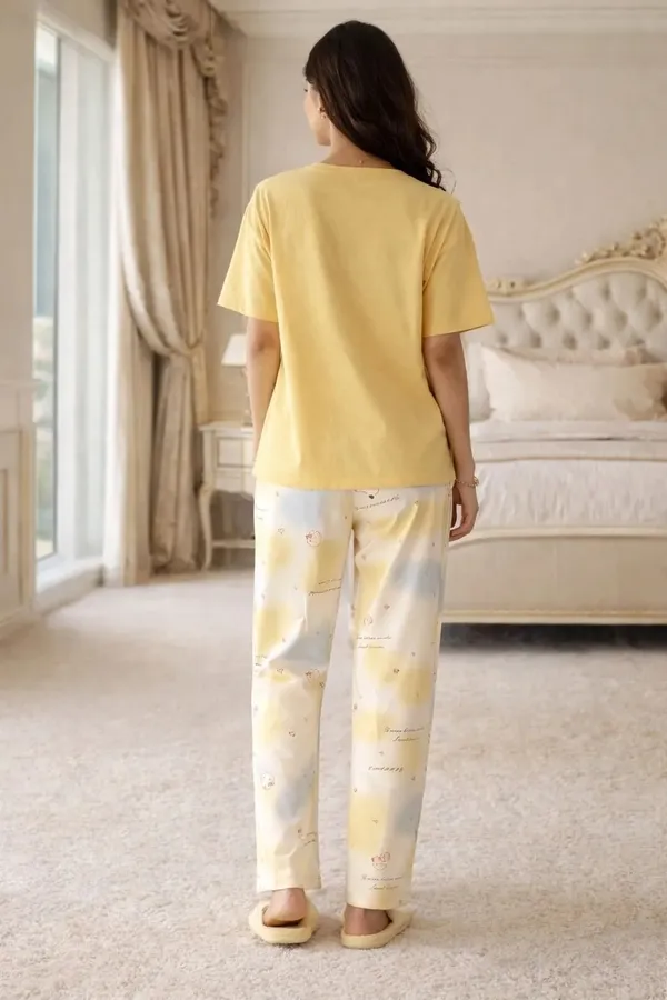 Yellow_Relaxed_Fit_Sleepwear_Set_For_Women