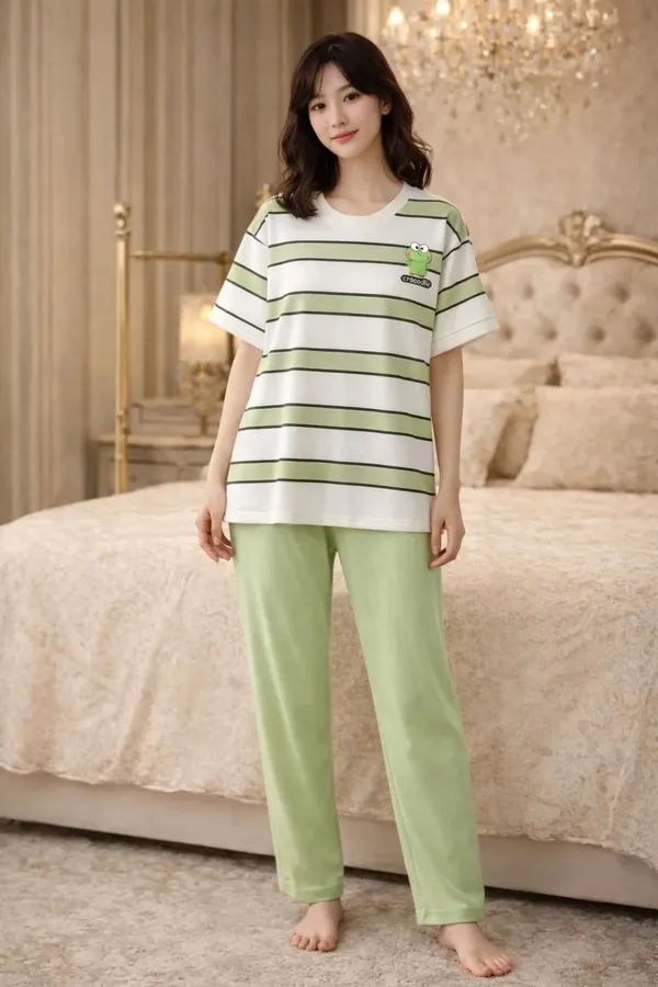 Green_Striped_Relaxed_Fit_Pajama_Set_for_Women