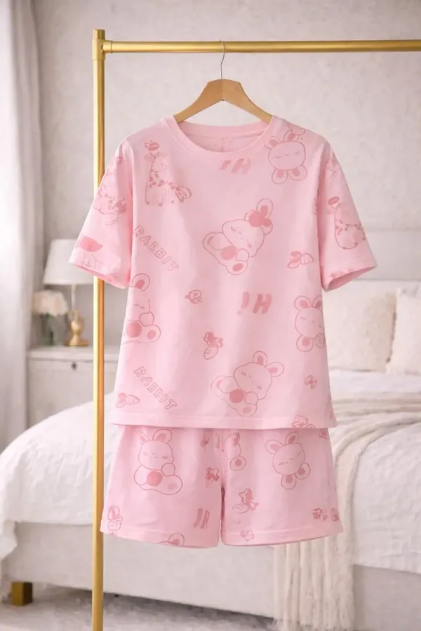 Pink_Printed_Short_Sleeve_Sleepwear_Set_for_Women