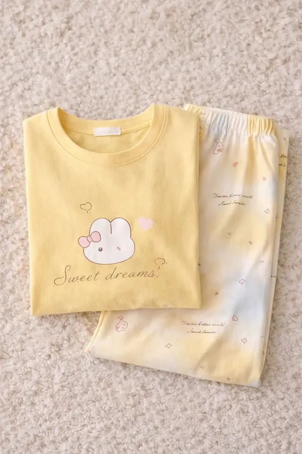 Yellow_Relaxed_Fit_Sleepwear_Set_For_Women