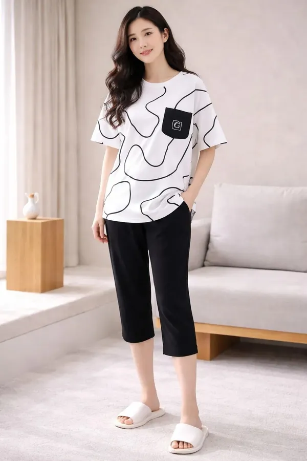 White_Printed_Relaxed_Fit_Lounge_Set_For_Women