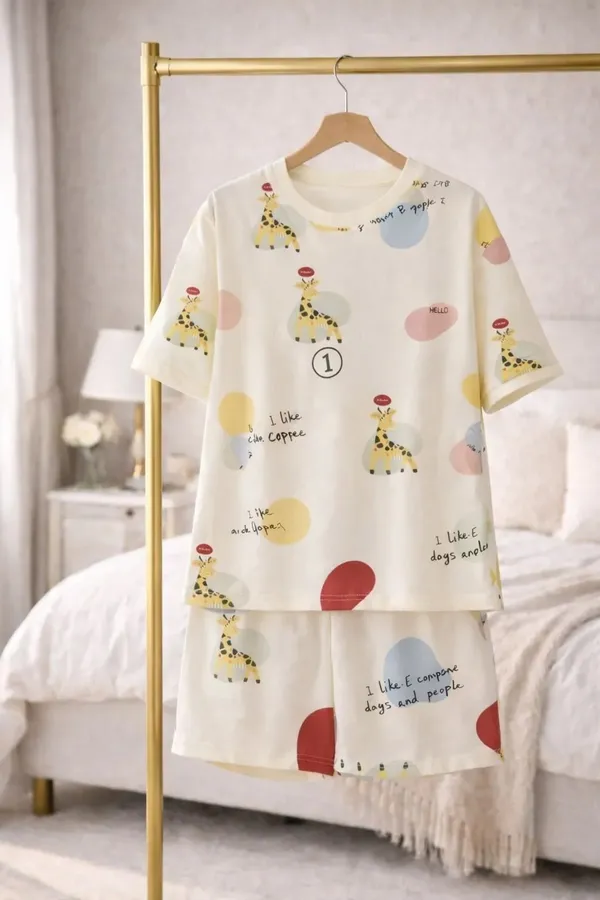 Cream_Printed_Relaxed_Fit_Sleepwear_Set_For_Women