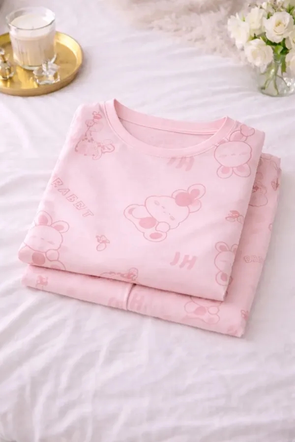 Pink_Printed_Short_Sleeve_Sleepwear_Set_for_Women