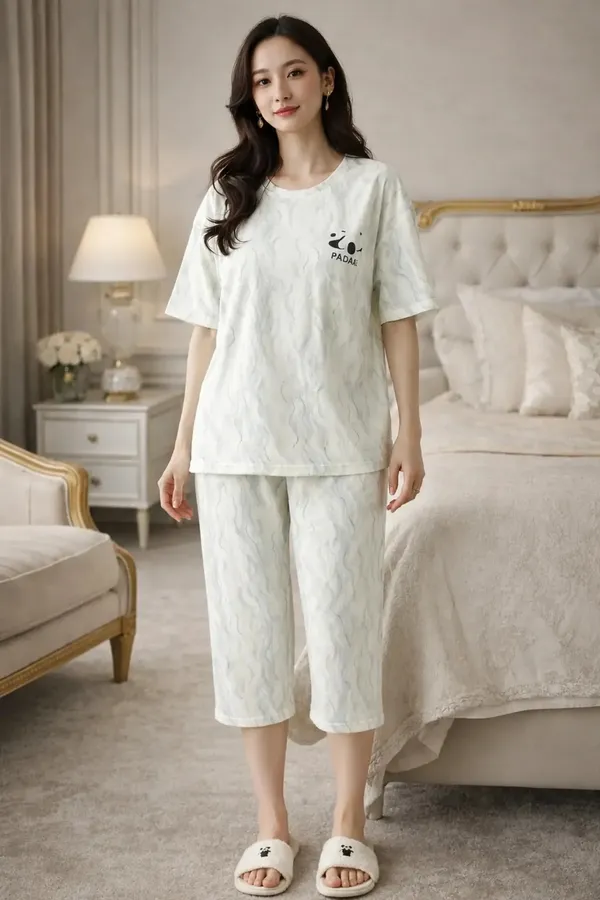 White_Printed_Relaxed_Fit_Sleepwear_Set_for_Women