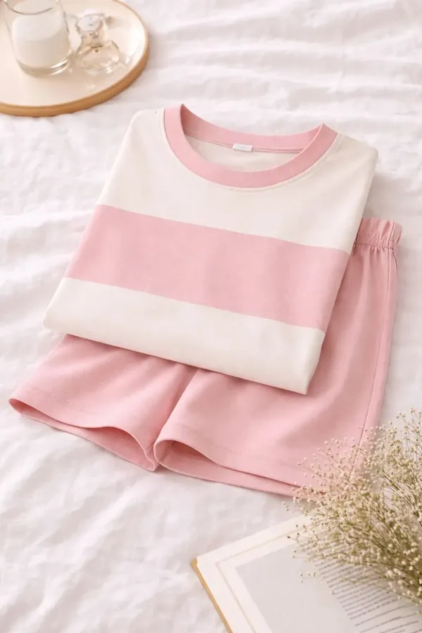 Pink_Striped_Relaxed_Fit_Sleepwear_Set_For_Women