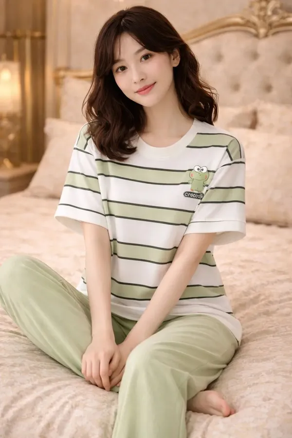 Green_Striped_Relaxed_Fit_Pajama_Set_for_Women