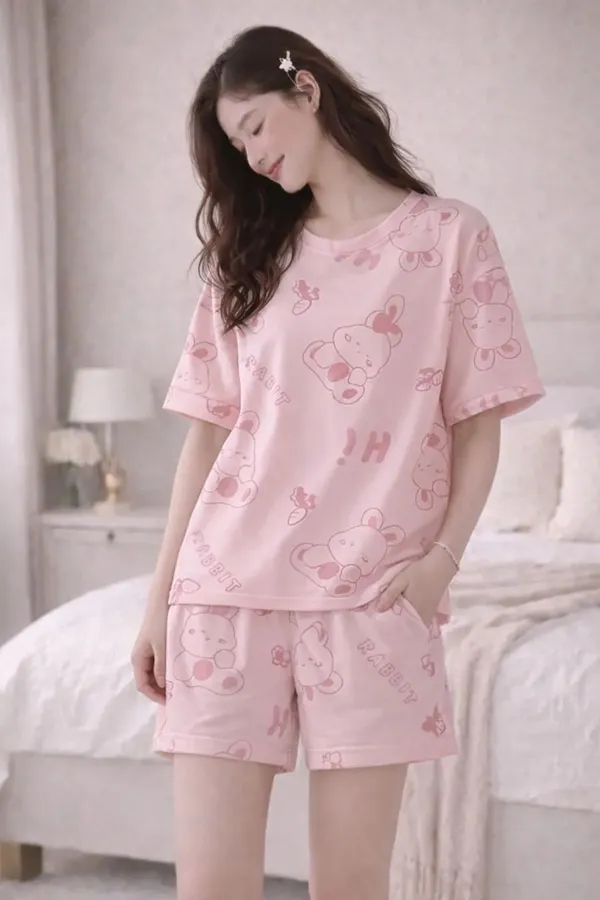 Pink_Printed_Short_Sleeve_Sleepwear_Set_for_Women