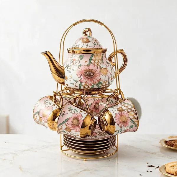 Ceramic_Victorian_Floral_Pink_Cup_Saucer_Set_With_Kettle