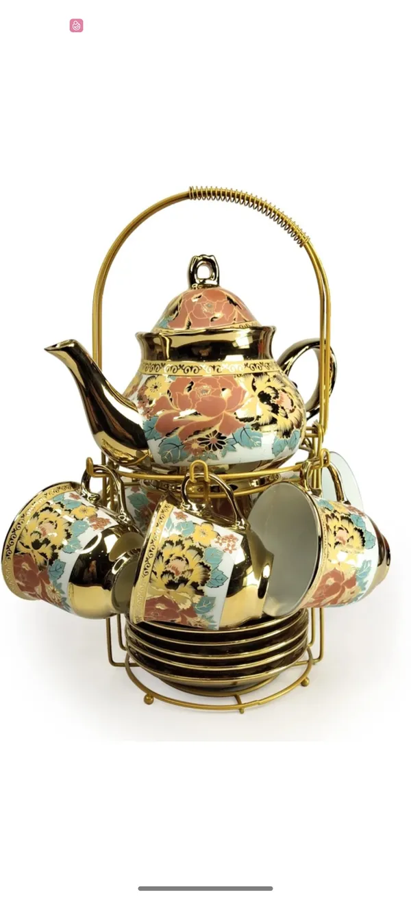 Metal_Traditional_Floral_Print_Tea_Set_With_Stand