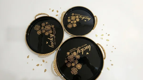 Black_Gold_Floral_Round_Serving_Tray_Set