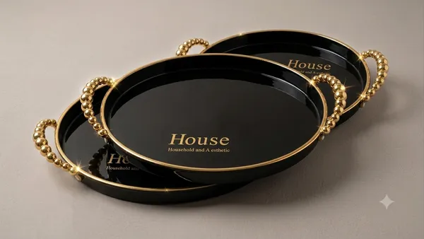 Black_Gold_Floral_Round_Serving_Tray_Set