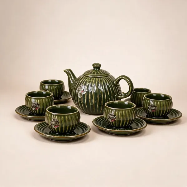 Ceramic_Ribbed_Pattern_Multicolor_Cup_And_Saucer_Set