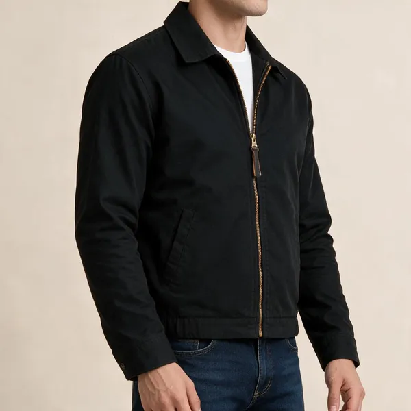Black_Casual_Zip_Up_Jacket_For_Men