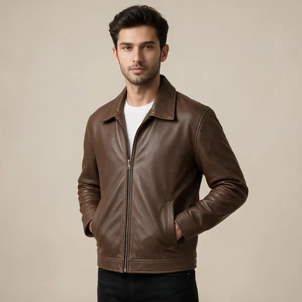 Brown_Leather_Regular_Fit_Jacket_For_Men