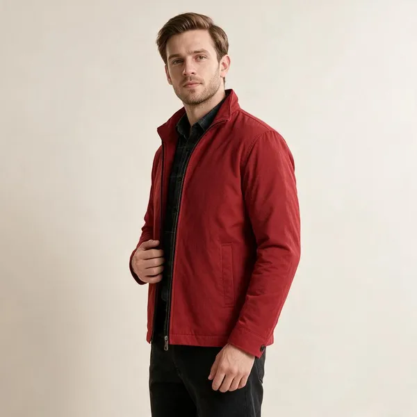 Red_Casual_Front_Zip_Jacket_For_Men