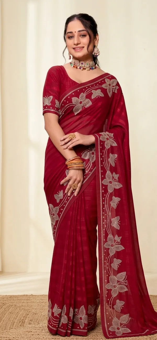 Maroon_Silk_Floral_Embroidered_Saree_For_Women