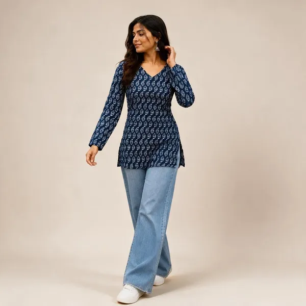 Blue_Cotton_Regular_Fit_Paisley_Printed_Tunic_Top_For_Women