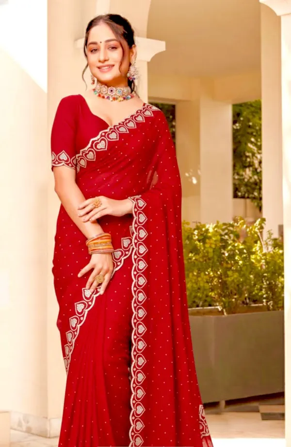 Red_Georgette_Silk_Printed_Saree_For_Women