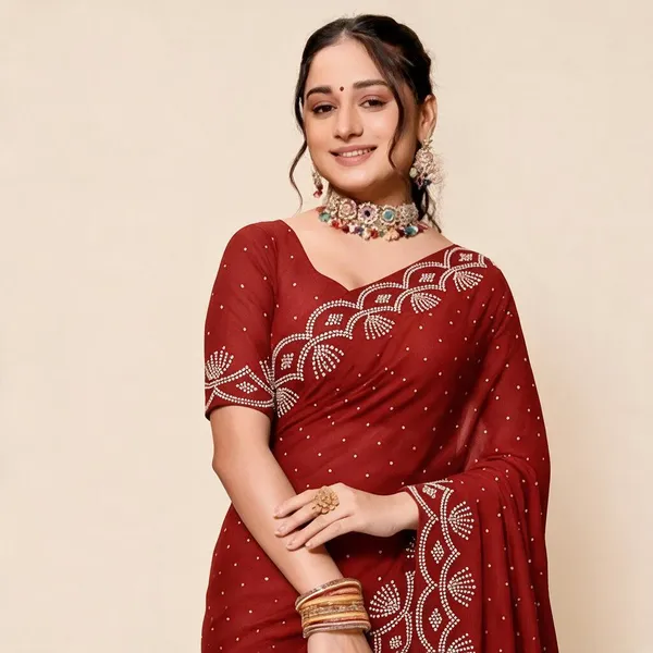Red_Georgette_Silk_Embroidered_Saree_For_Women