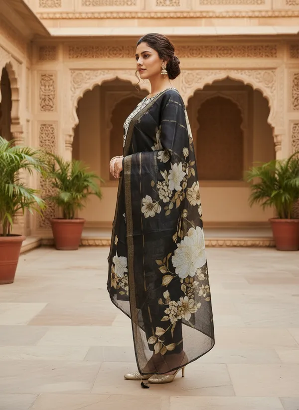 Black_Roman_Silk_Straight_Floral_Print_Kurta_Set_For_Women