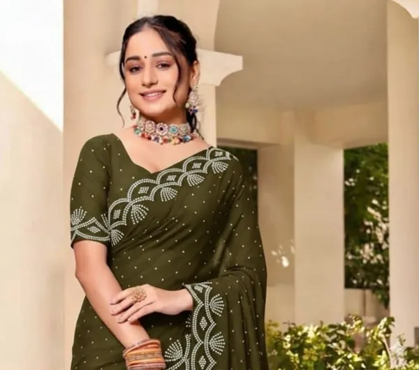 Olive_Green_Georgette_Silk_Embroidered_Saree_For_Women